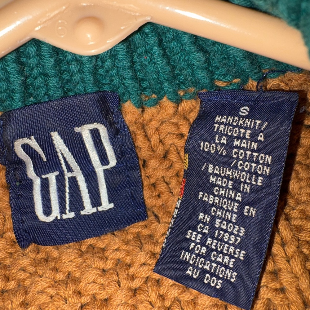 Vintage GAP Mustard Chunky Cable Knit Crewneck Sweater 100% Cotton - Picture 4 of 4